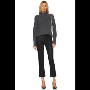 Paige Mayslie Straight Ankle Jeans Black Coated Size 28